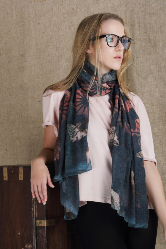 silkwool-scarf-silk-scarf-woolen-scarf-bird-print-scarf-digital-printed-scarf-designer-scarf-branded-scarf-black-and-orange-scarf