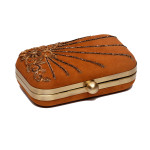 clutch-purse-eveningbag-frameclutch-tanbrown-embroidered-handcrafted-indian-velvet-party-california-la-freeshipping-popular