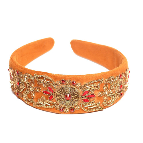 headband-camel-brown-suede-leather-embroidered-embellished-zardozi-indian-fashion