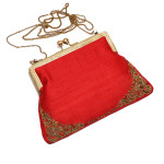 red-puresilk-rawsilk-frameclutch-vintage-purse-eveningbag-party-wedding-sling-kisslock-embroidered-chainwork-indiancraft-handmade