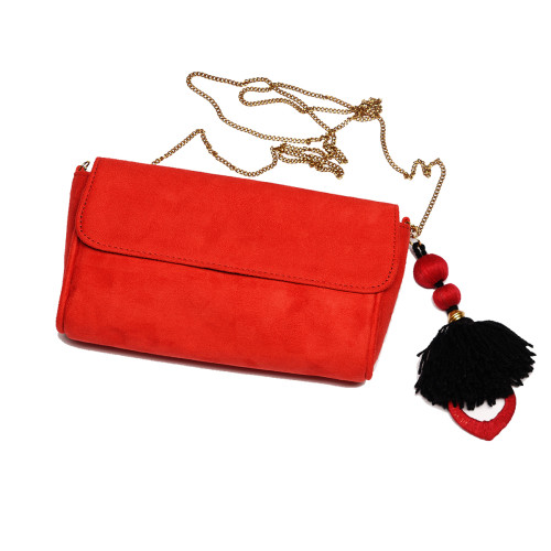 red-suede-clutch-purse-bag-slingbag-eveningbag-charm-hanging-red-indian-crafted-handmade-freeshipping-california-daywear-smartcasual-party-popular-branded-winter2013