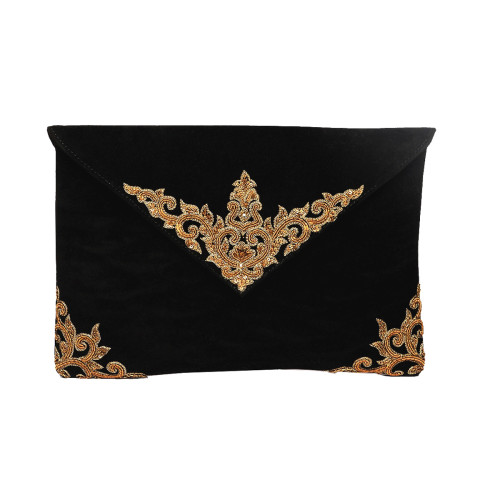 vintage-black-clutch-purse-sling-envelopeclutch-evening-party-embroidered-zardozi-velvet-california-la-freeshipping-handmade-crafted-indian